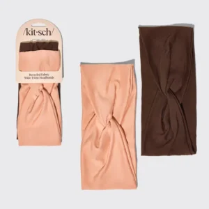 Recycled Fabric Wide Twist Headbands 2pc Set- Rosewood