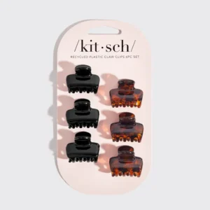 Recycled Plastic Mini Puffy Claw Clips 6pc Set - Black/Tort
